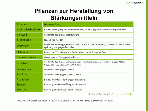 Pflanzen zur Herstellung von Stärkungsmitteln - Biologischer Pflanzenschutz, Pflanzenschutz - Biologscher Pflanzenschutz, Pflanzenschutz, Pflanzenstärkungsmittel