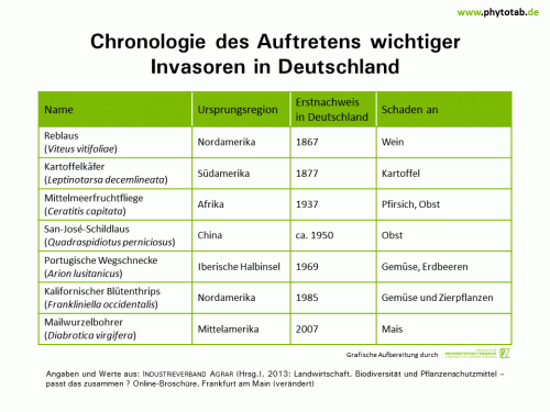 Chronologie des Auftretens wichtiger Invasoren in Deutschland - Historie/Bedeutung  - Historie/Bedeutung, Invasive Arten