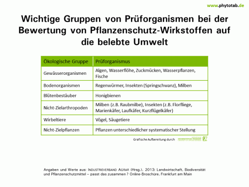 Wichtige Gruppen von Prüforganismen bei der Bewertung von Pflanzenschutz-Wirkstoffen auf die belebte Umwelt - Chemischer Pflanzenschutz, Pflanzenschutz - Chemischer Pflanzenschutz, Pflanzenschutz, Umwelt, Wirkstoffe